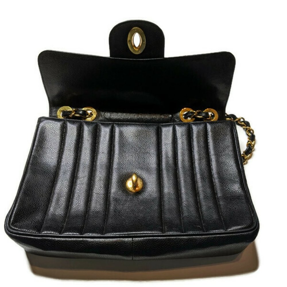 Chanel Vertical Black Caviar Leather Shoulder Bag - Picture 3 of 16
